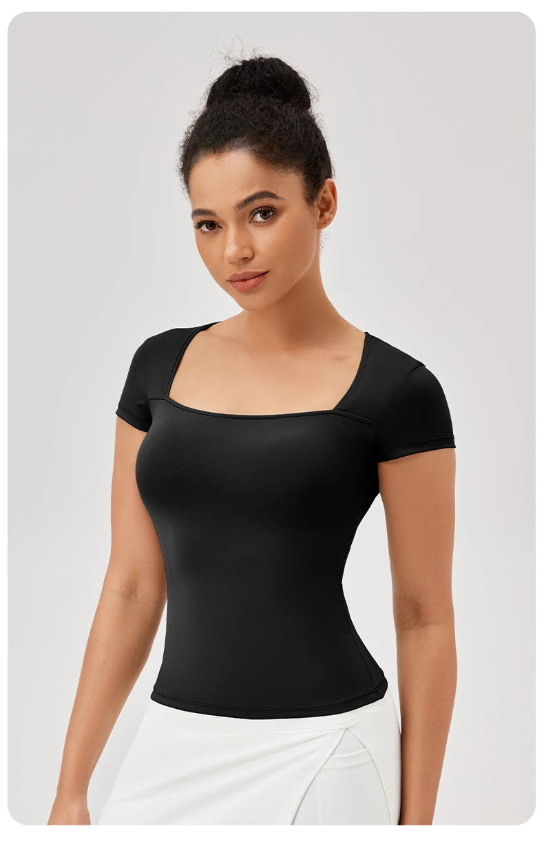 Yoga Tops Women Gym Training Sport Tops Quick-Dry Yoga Shirts Short-sleeved Outdoor Running Fitness Casual Sports T-shirt