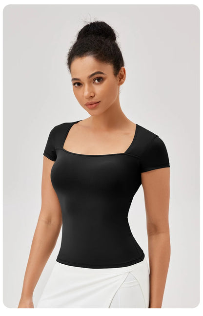 Yoga Tops Women Gym Training Sport Tops Quick-Dry Yoga Shirts Short-sleeved Outdoor Running Fitness Casual Sports T-shirt