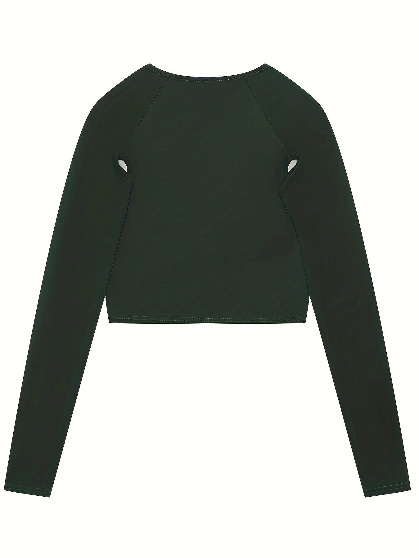 Spring and Summer Europe and the United States Hot New Street Selling Pure Color Round-necked Long-sleeved Hollow Midriff Shor