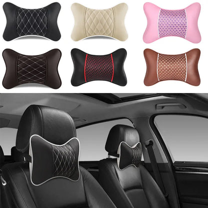 Car Neck Pillows Both Side Pu Leather 1pcs Pack Headrest For Head Pain Relief Filled Fiber Universal Car Headrest Pillow