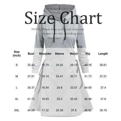 Autumn Women's Hooded Dress Casual Fashion Hoodie Dresses Long Sleeved Side Lace Up Slim Fit Short Dress Solid Color Dress