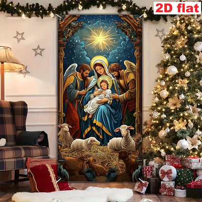 1pc religious Christmas scenes, including Maria, Joseph, young people, shepherds - indoor/outdoor decoration