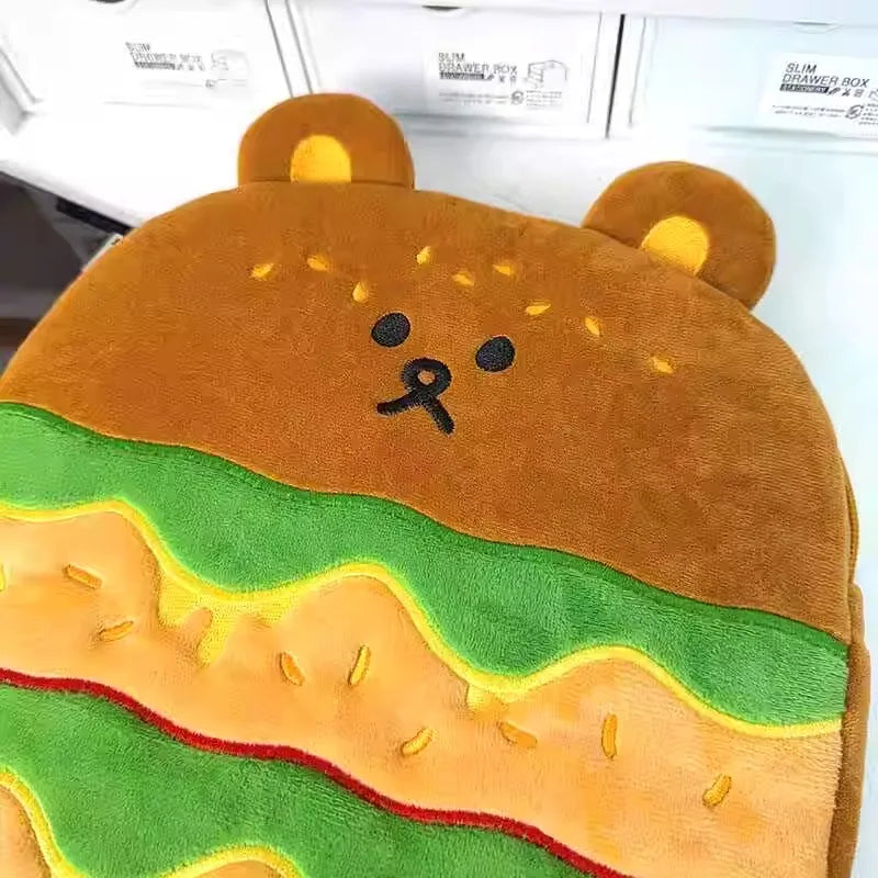 2024New HamBurger Cartoon Bear Ipad Case Tablet Bag 9 10 11 Inch Inner Tank Bag Girl Thickened Handheld iPad Storage Bags