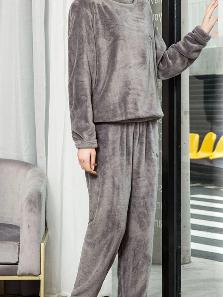 HELIAR Women Winter Velvet Sets Pullover And Elastic Waist Pants Sets Casual Warm Cashmere Sets Women 2025 Autumn and Winter