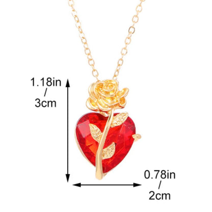 Gothic Dark Love Rose Heart Pendant Necklace For Women Flower Collarbone Chain For Halloween Party Jewelry Accessories Wholesale