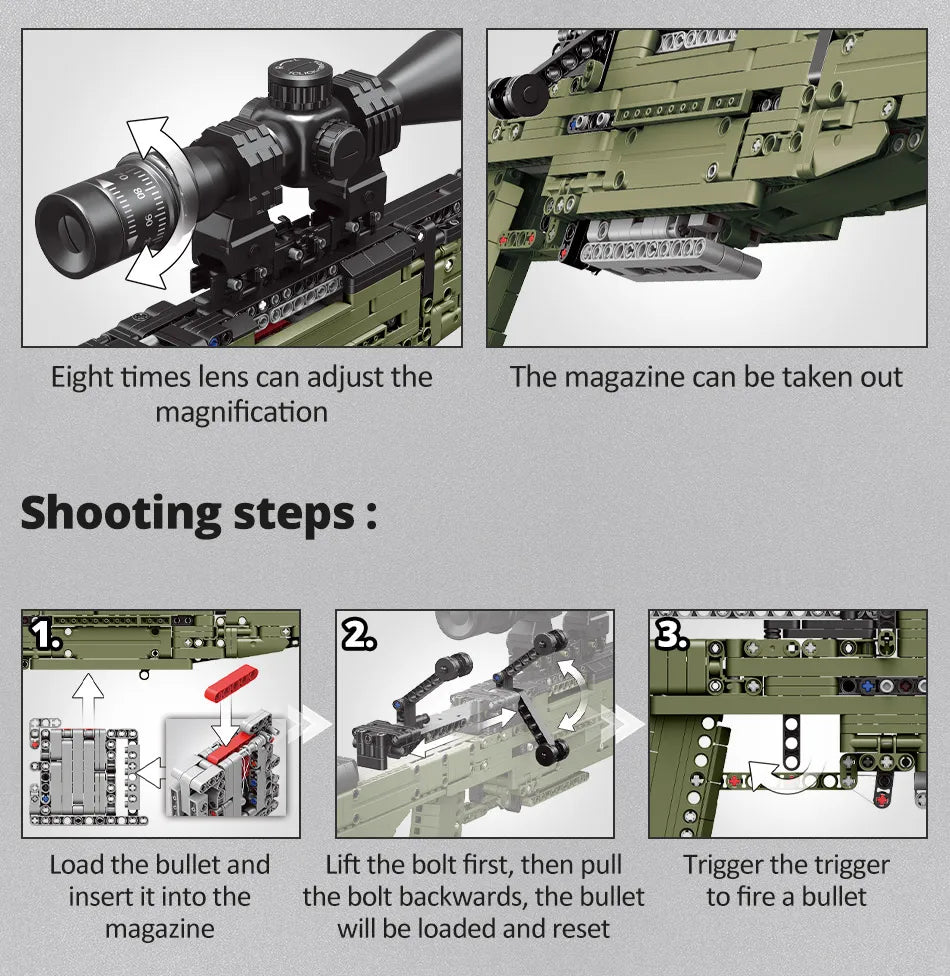 ZKZC WW2 Military Weapon Shotgun Sniper Rifle Assault Rifle Building Block City Police Pistol Brick Children Toys Gifts