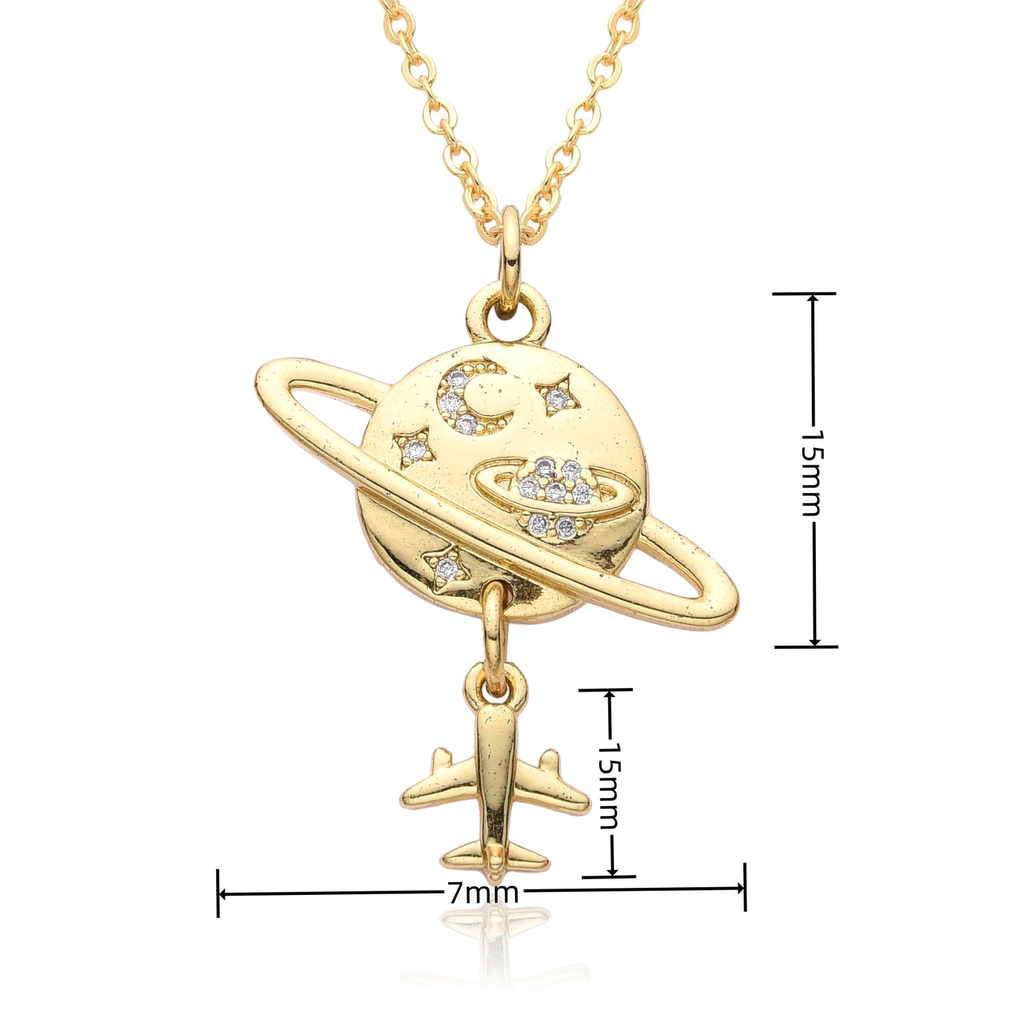 Y2K Gold Color Saturn Charms Micro-inlaid CZ Necklace for Women Planet Choker Chain Pendant DIY Jewelry Christmas Gift Wholesale