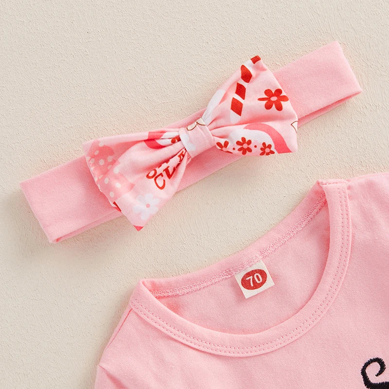 0-18 Months Baby Girls Christmas Outfits Long Sleeve Romper with Suspender Pants Headband Set Newborn Fall Clothes