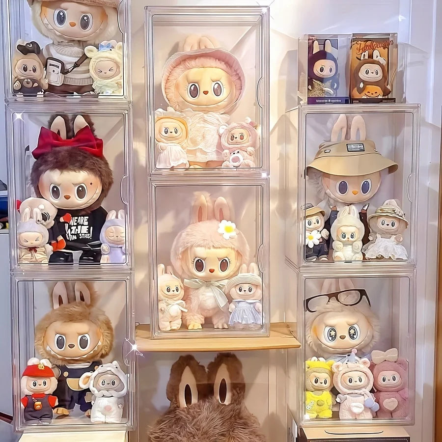 17cmLABUBU Collection Display Cabinet, Acrylic Transparent Storage Box,  for LABUBU V1 V2 V3 Series Doll Collection Display