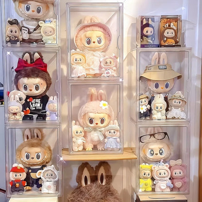 17cmLABUBU Collection Display Cabinet, Acrylic Transparent Storage Box,  for LABUBU V1 V2 V3 Series Doll Collection Display
