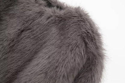 HH Women Winter Fashion Artificial Fur Effect Short Jacket Coats Female O-Neck Vintage Long Sleeve Loose Warm Top Streetwear