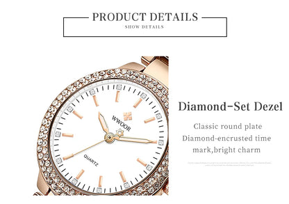 WWOOR New Women's Watches Fashion Crystal Diamond Ladies Quartz Wristwatch For Woman Relogio Feminino Female Montre Reloj Mujer