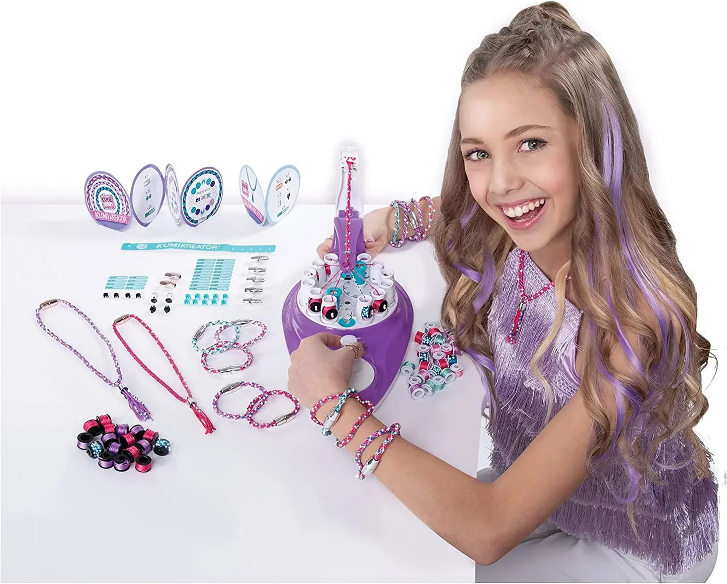 Cool Maker 2-in-1 KumiKreator Necklace & Friendship Bracelet Maker Activity Children's Toy Girl Hair Extension Maker Fashion Toy