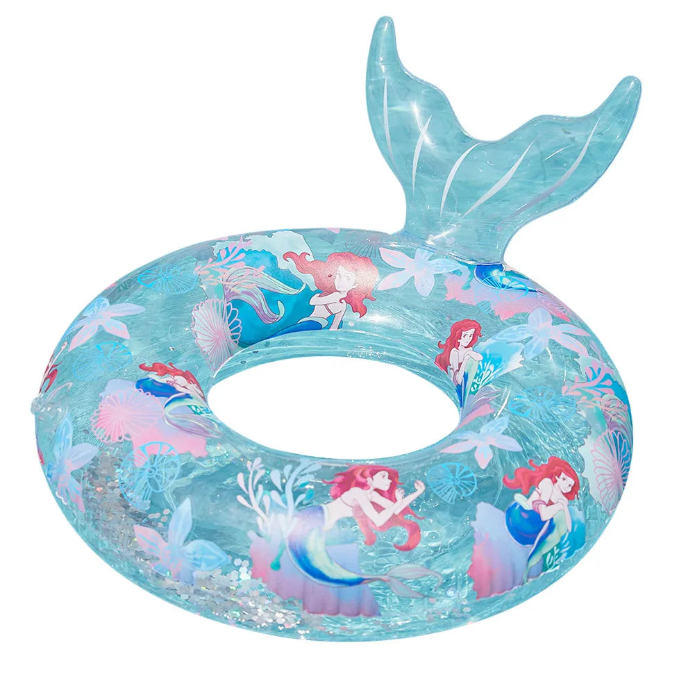 PVC Swimming Lifebelt Ring Smooth Mermaid Swimming Pool Floaters Wear-Resistant Children Convenient Portable for Summer Vacation