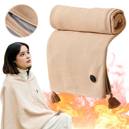 Wearable Heating Electric Blanket Shawl 3 Heating Levels USB Heated BlanketBody Warmer Blanket for Home Office Xmas Gift