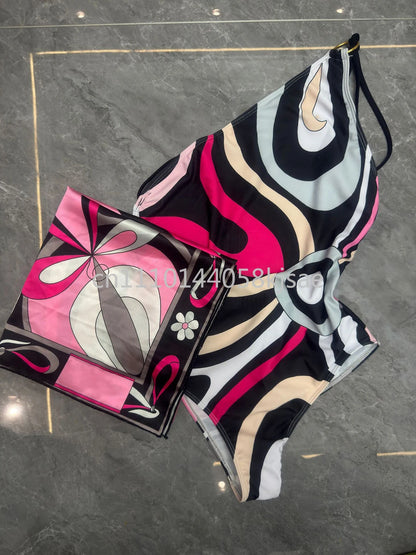 Luxury Design Women's Black Red Scarf Bikini Sets Letter Signature Logo Beachwear Designer Brand Lady Headband Swimsuit Swimwear