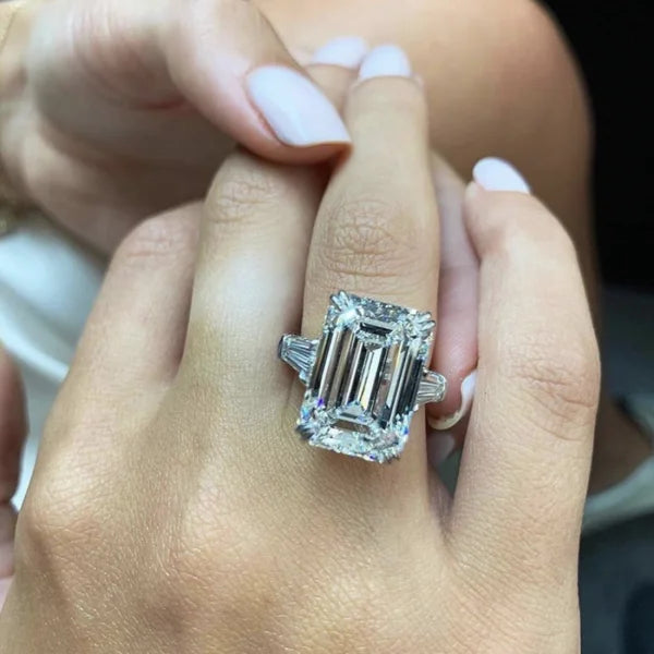 Original 100% 925 Sterling Silver Wedding Engagement Cocktail Women Luxury Drop Cuts Simulated Diamond Rings Fine Jewelry Gift