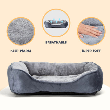 Dog Bed, Washable Dog Bed, Non-slip Medium Dog-Bed with Super Soft Fiber Fill