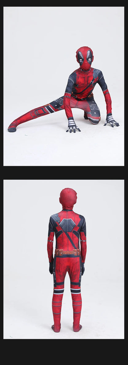 Dead Cosplay Pool Cosplay Kid Costume Child Superhero Roleplay Disguise Outfits Headgear Gloves Halloween Party Fantasia Suits