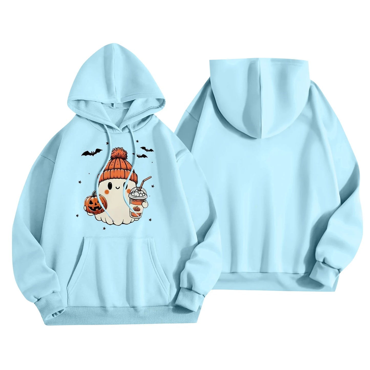 Women Halloween Printed Hoodie Casual Long Sleeve Sweatshirt Fashion Oversize Pullover Cozy Winter Streetwear Chic Loungewear