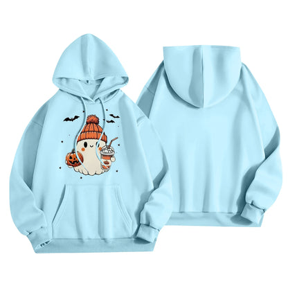 Women Halloween Printed Hoodie Casual Long Sleeve Sweatshirt Fashion Oversize Pullover Cozy Winter Streetwear Chic Loungewear