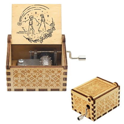 Merry Christmas Music Box Wooden Antique Carved Hand Cranked Classic Theme Music for Birthday Party Gifts Family Decoration