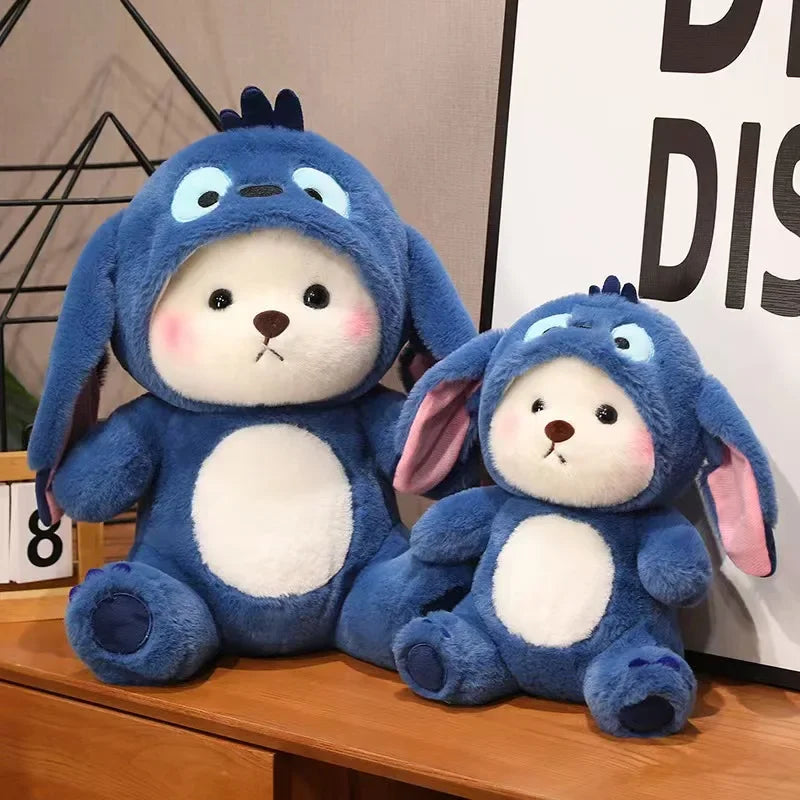 26cm/40cm Cute Bear Turn Into Disney Stitch Plush Toys Lovely Soft Stuffed Cartoon Animals Dolls For Birthday Christmas Gift