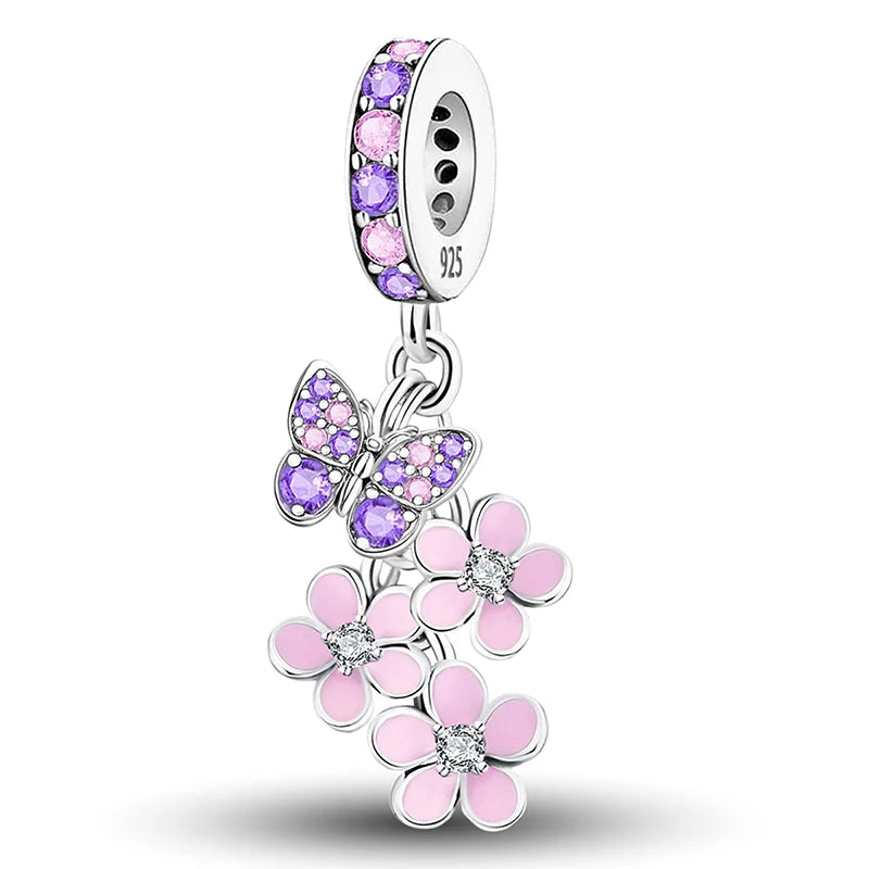 Original 925 Sterling Silver Charms Beads Glowing Luminous Bee Firefly Butterfly Pendant for Bracelet Bangle Charm DIY Jewelry