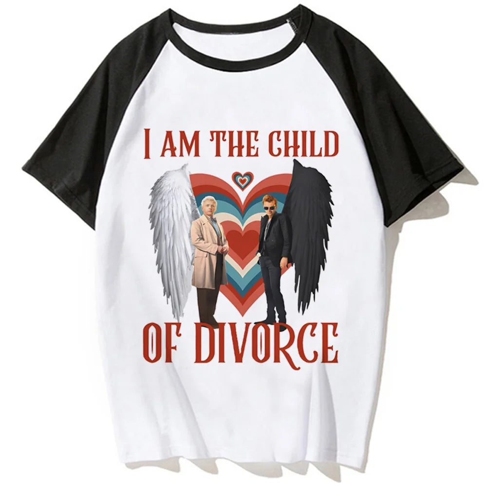 Good Omens t-shirts women summer streetwear Japanese top girl anime funny manga clothing
