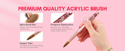 Saviland 7pcs Acrylic Nail Brush Set Size4/6/8/10/12/14/16 Acrylic Brushes for Acrylic Application Acrylic Powder Nail Art