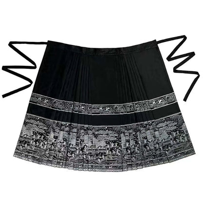 Women'S New Chinese Style Chinese Style Song Dynasty Hanfu Horse Face Skirt Satin High Waisted Slim Pleated Skirt Half Skirt 스커트