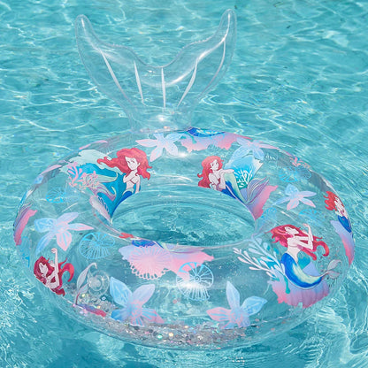 PVC Swimming Lifebelt Ring Smooth Mermaid Swimming Pool Floaters Wear-Resistant Children Convenient Portable for Summer Vacation