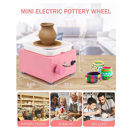 Mini Pottery Wheel For Kid 10CM Forming Machine Electric Ceramic Wheel With Clay Tools For Adults Beginners US Plug