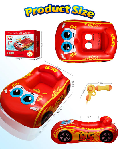 Pool Float Kids with Water Gun,Inflatable Ride-on Swimming Pool Toy for 4 5 6 7 8 9 years old Boys Girls,Summer Water Games