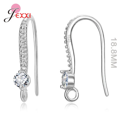 New Arrivals Sparkling Earrings Findings Real 925 Sterling Silver Color Earrings Components For Women Hand Making DIY Jewelry