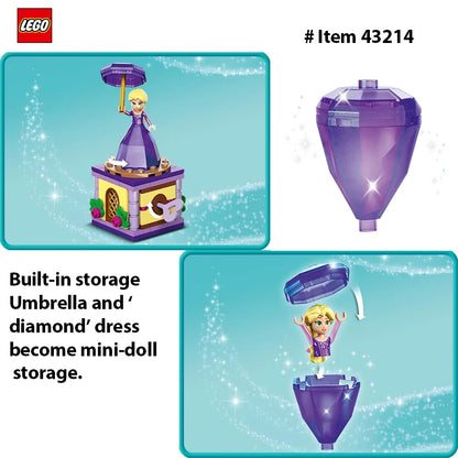 LEGO 43214  Disney Princess Twirling Rapunzel  Building Toy with Diamond Dress Mini-Doll and Pascal The Chameleon Figure