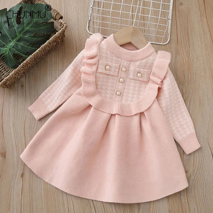 Girls Knitted Long Sleeve Casual Kids Baby Knitted Outfit  2-8 Years Christmas School Costume