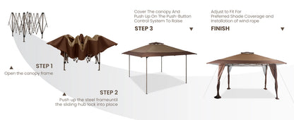 13'x13' Sun Shade Gazebo Canopy with Hardware Kits, Gazebo Shade for Patio Outdoor Garden Events Canopy