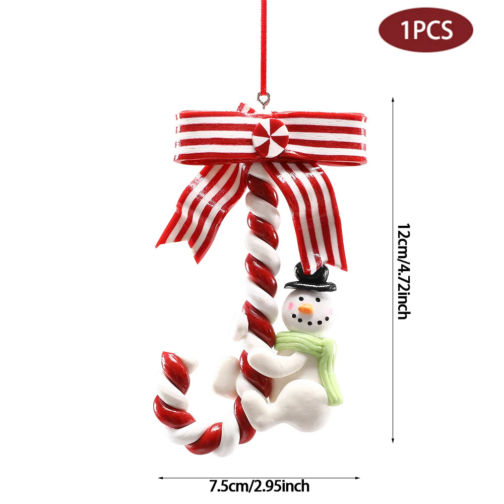 Christmas Decoration Red Christmas Candy Canes Christmas Tree Hanging Pendants Xmas New Year Home Decorations Kids Toys Navidad