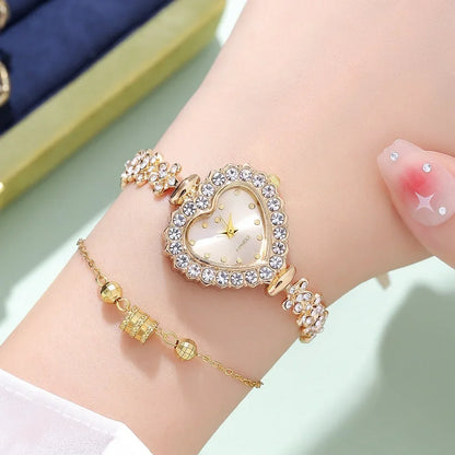 Heart Shape Small Dial Women's Bracelet Watch Quartz Wristwatch Retractable Chain Strap Watch Wholesale  relogio reloj mujer