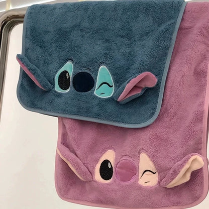 Stitch Towel Disney Cute Stitch Pattern Dry hair cap Towel Couple Cartoon Coral Velvet Soft Face Towel Holiday gifts Halloween