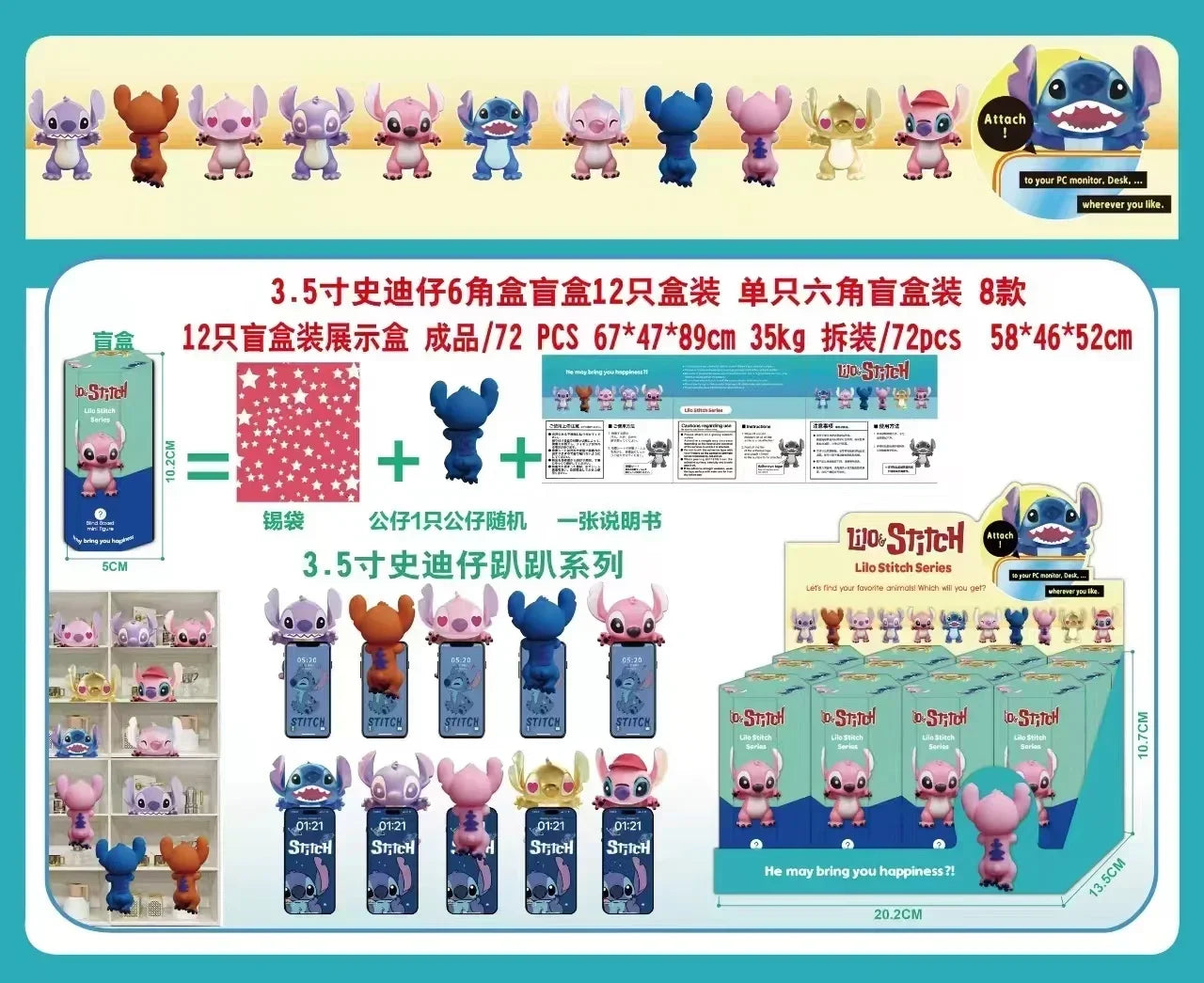 New Stitch Sonny Angel Surprise Blind Box Party Angel Mysterious Blind Box  Model Doll Kid Toy Cute Anime Figures Christmas Gift