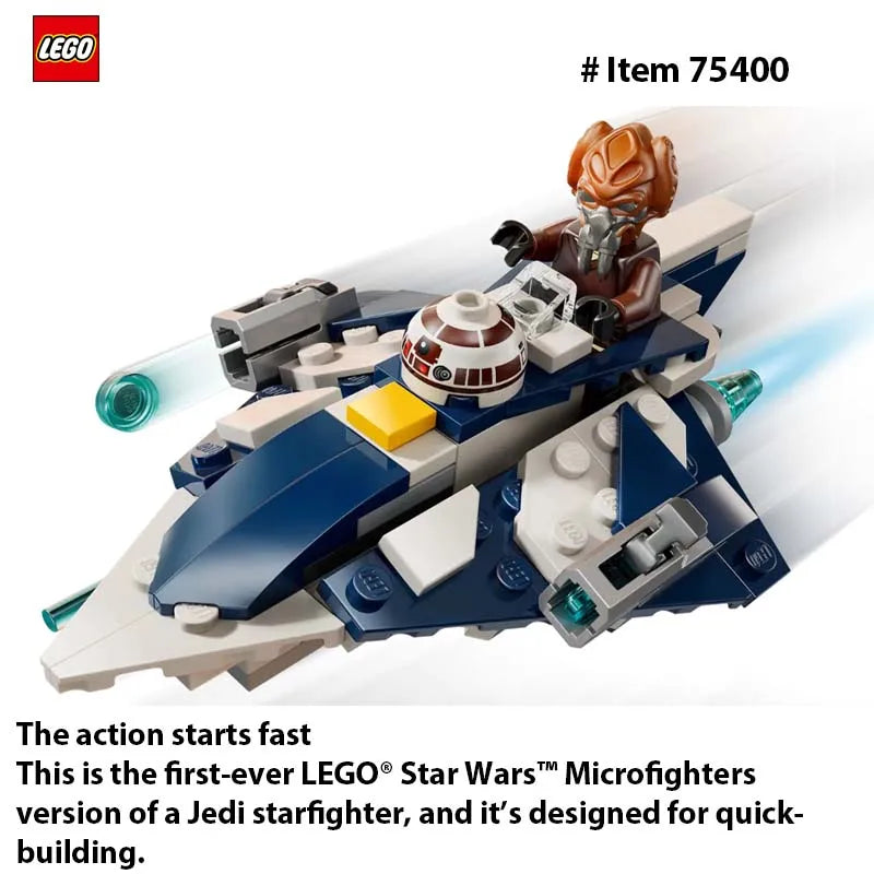 LEGO 75400 Star Wars Plo Koon’s Jedi Starfighter Microfighter Kids Toy Clone Wars Playset and Room Decor for BoysandGirls 89 PCS