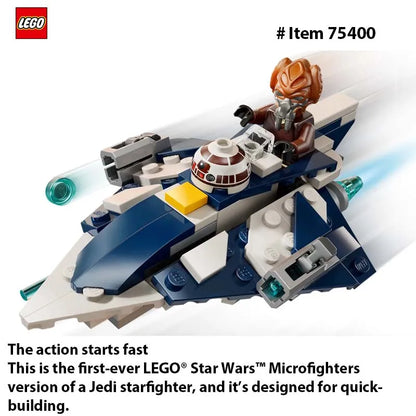 LEGO 75400 Star Wars Plo Koon’s Jedi Starfighter Microfighter Kids Toy Clone Wars Playset and Room Decor for BoysandGirls 89 PCS