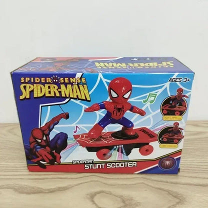 Kids Anime Spiderman Toy Flip Rotation Skateboard Car Ultraman Electric Music Stunt Scooters Birthday Toys