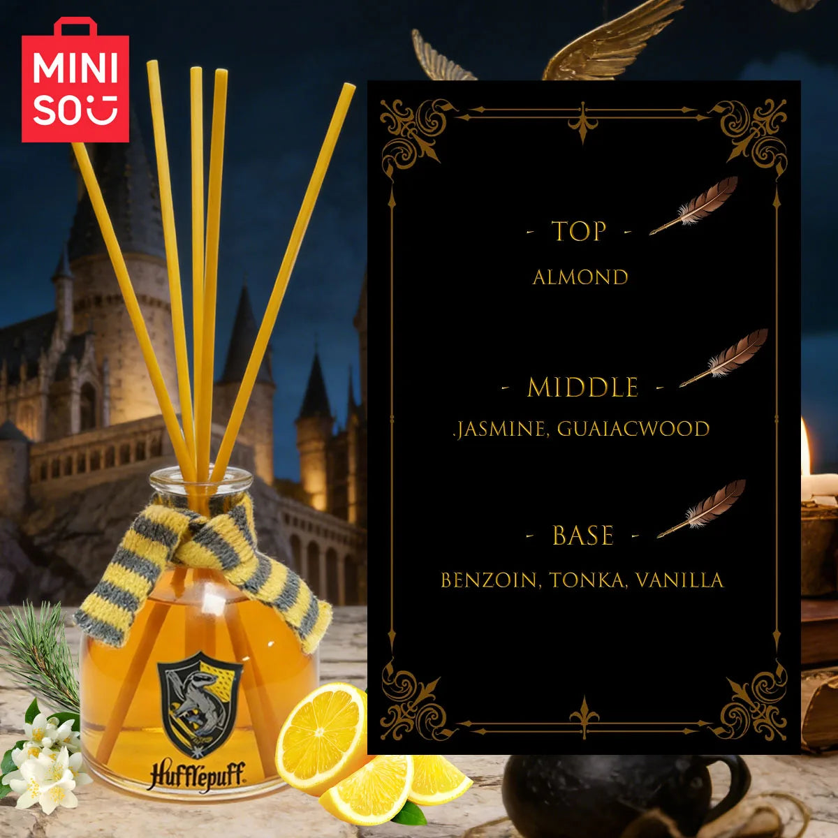 MINISO Harry Potter Series Magic Academy Flameless Aromatherapy with Reed Diffuser Bar Air Freshener Room Decoration