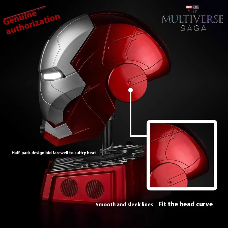 Iron Man 1/1 Cosplay Helmet Mk5 Electric Voice Control Helmet Led Eyes Metal Mask Model Toys Children Adults Christmas Gift