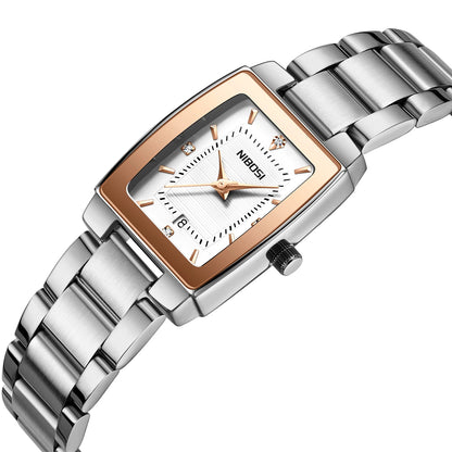 NIBOSI Luxury Ladies Watch Stainless Steel Waterproof Quartz Watch for Woman High Quality Female Clock Elegant Women's Watches