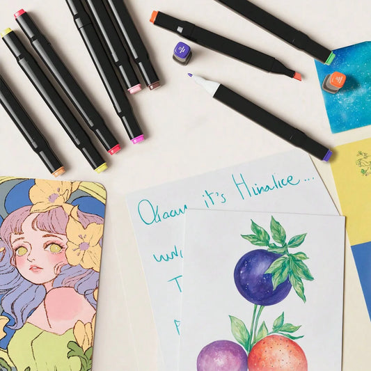 120/80/60/24pcs Dual Brush Tip Permanent Art Markers For Book Painting Card Making Coloring Illustrations Sketch, Christmas Gift