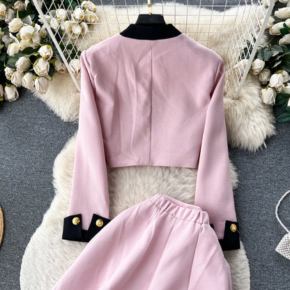 Women Two-Piece Sets Sexy Long Sleeve Single Breasted Top and High Waist Slim Skirt Korean Fashion Casual Autumn Winter Clothing